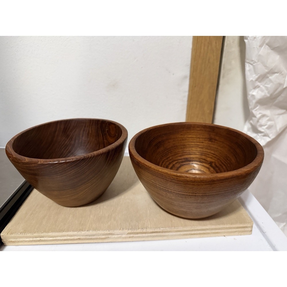 MCM Wooden Bowls Set Of Two Vintage